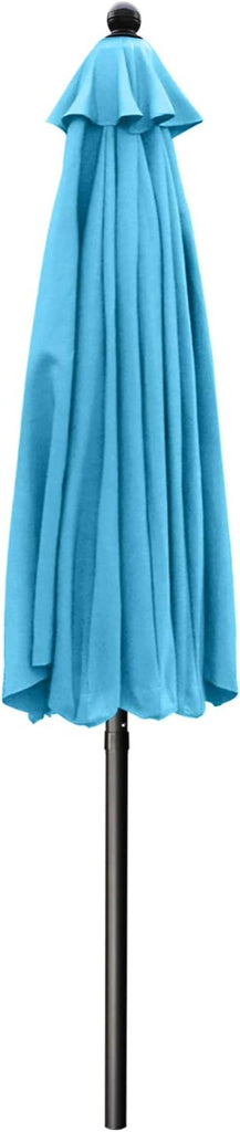 9ft Scalloped Patio Umbrella, Outdoor Table Umbrella with Tilt and Crank, Fiberglass Ribs Deck Umbrella Pool, Garden
