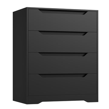 Modern 4 Drawers, Wood Chest of Drawers with Storage, Black