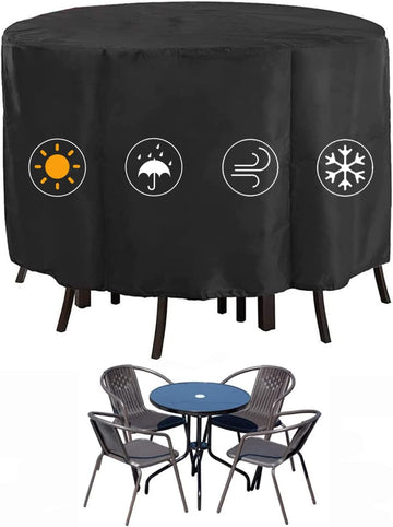 Round Patio Furniture Covers Waterproof 90''D x43''H | Patio Table Cover 90 inch Heavy Duty Outdoor Table Cover for