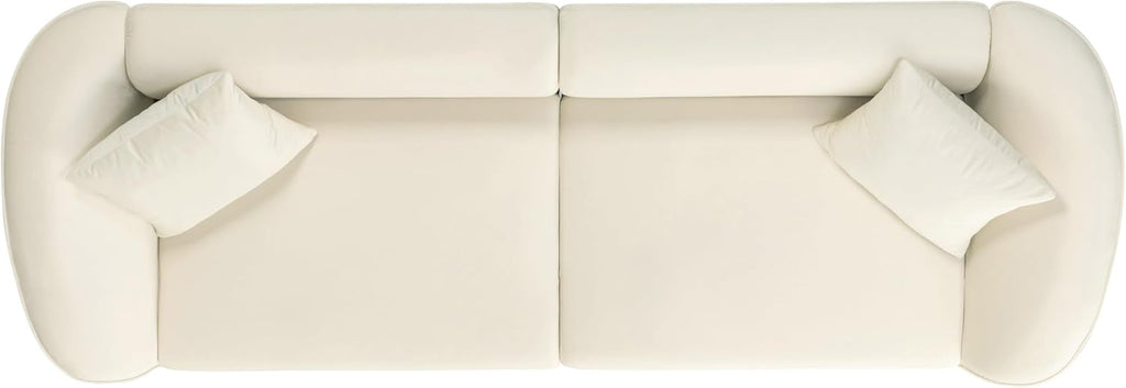87" Large Couch, Comfy Upholstered Loveseat with Extra Deep Seats, Velvet Sofa Apartment Office, Beige