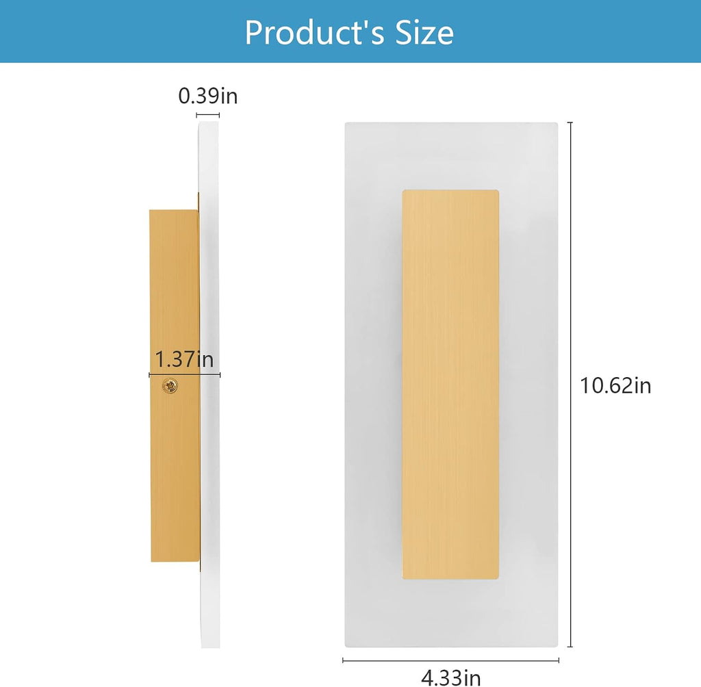 Modern LED Acrylic Gold Wall Sconce White Light 6000K for Bedroom Corridor Stairs Bathroom Indoor Lighting Fixture