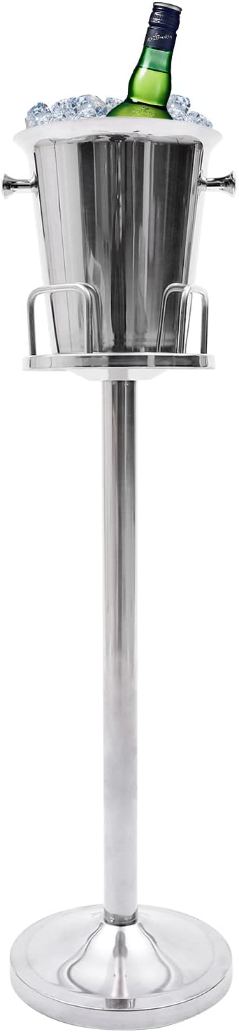 Champagne Bucket with Stand, Stainless Steel Standing Champagne Ice Bucket, Party Wine Chiller, Bucket Free Standing
