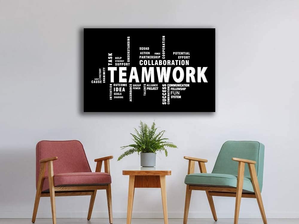 Teamwork Canvas Wall Art - Large Framed Motivational Quotes Artwork Modern Home Decor - Inspirational Posters Decor
