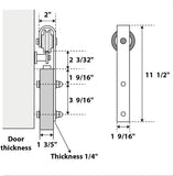 Quadro 4088 | Interior Single Sliding barn Door with Frosted Glass, MDF, 36x84, Black, Modern Style 