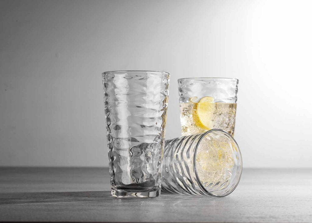 Drinking Glasses Set of 4 Highball Glass Cups, 17 Oz. Basic Cooler Glassware, ideal for Water, Juice, Cocktails, Iced