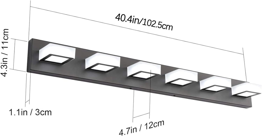 Modern Black Vanity Lights Fixtures 6 Lights Acrylic Modern LED Matte Black Vanity Lights