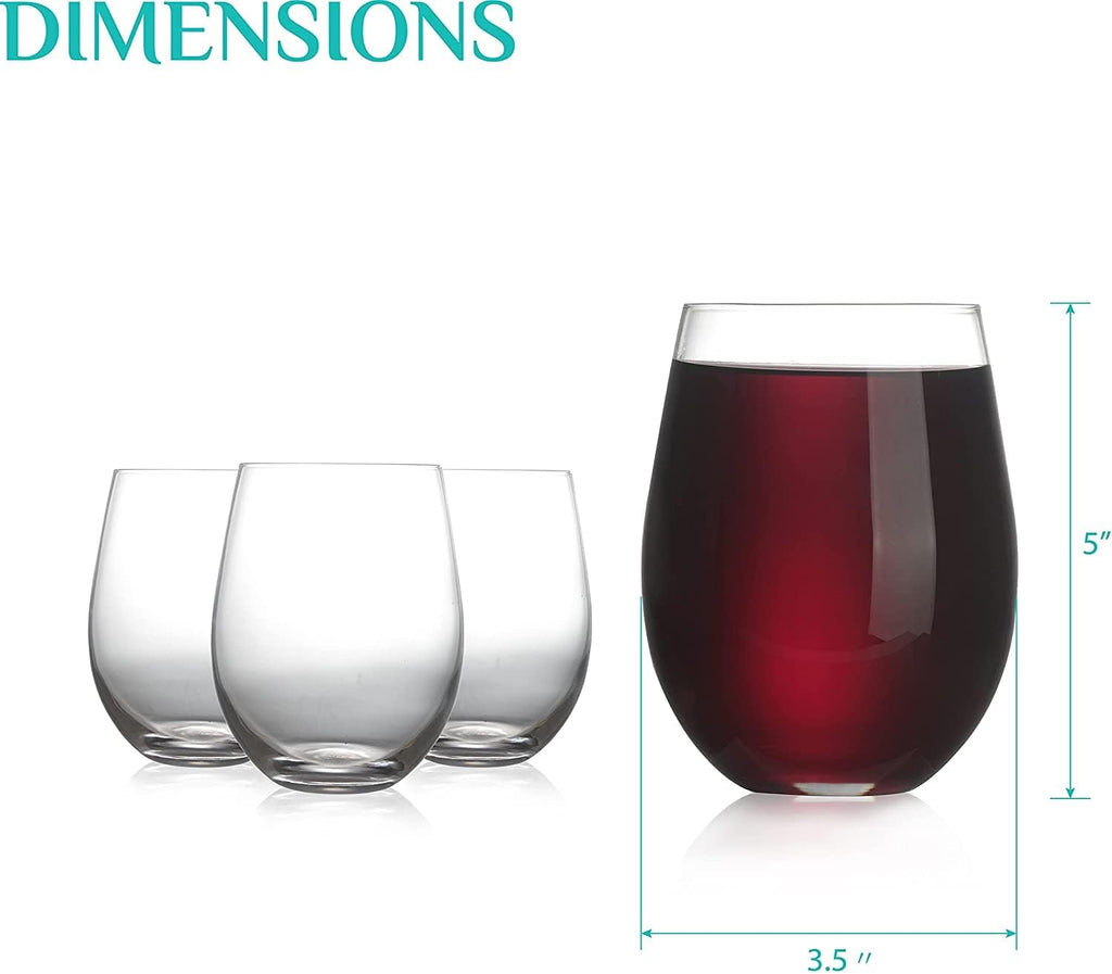 Stemless Wine Glass, Red & White 18oz Stemless Wine Glass Set of 6, Drink Glasses with Durable Chip Resistant Rim