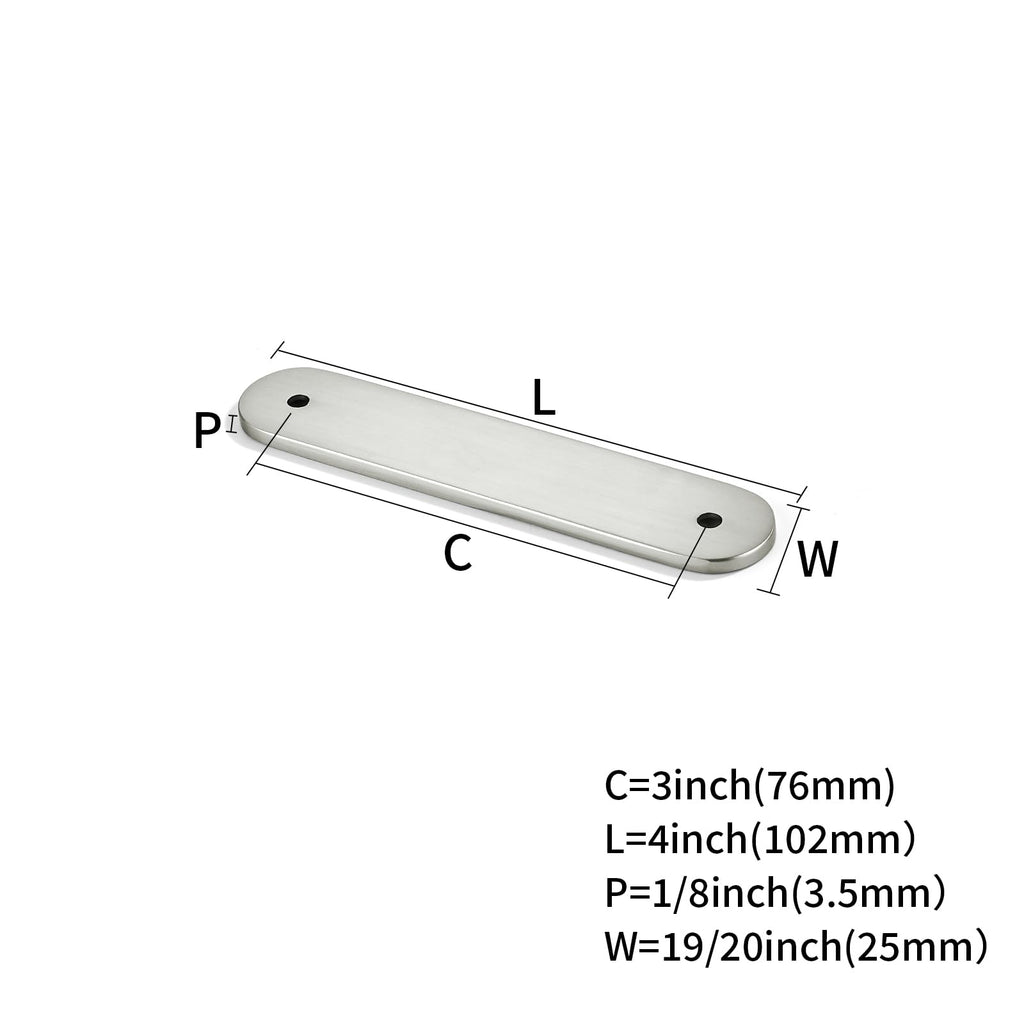 10 Pack Brushed Satin Nickel Cabinet Hardware Handle Pull Backplate/Back Plate - 3" Inch (76mm) Hole Centers