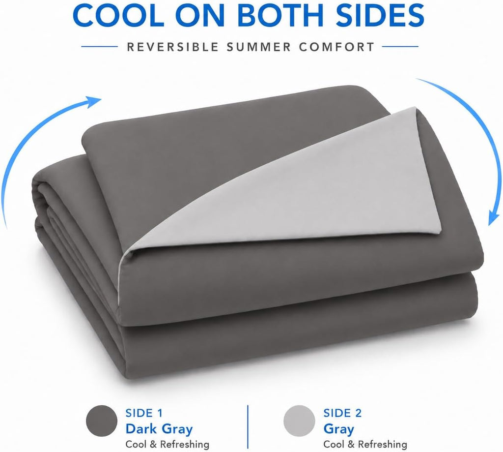 Double-Sided Cooling Comforter Queen Size, Ice Silk Summer Blanket, Smooth No-Stripes, No-Seam, Edge-Free Design