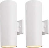 14" Modern Outdoor Porch Light Patio Light in 2 Lights with Aluminum Cylinder and Tempered Glass Cover Waterproof Wall Sconce 2 Pack (Matte White) A123-B0DNMZCN9K