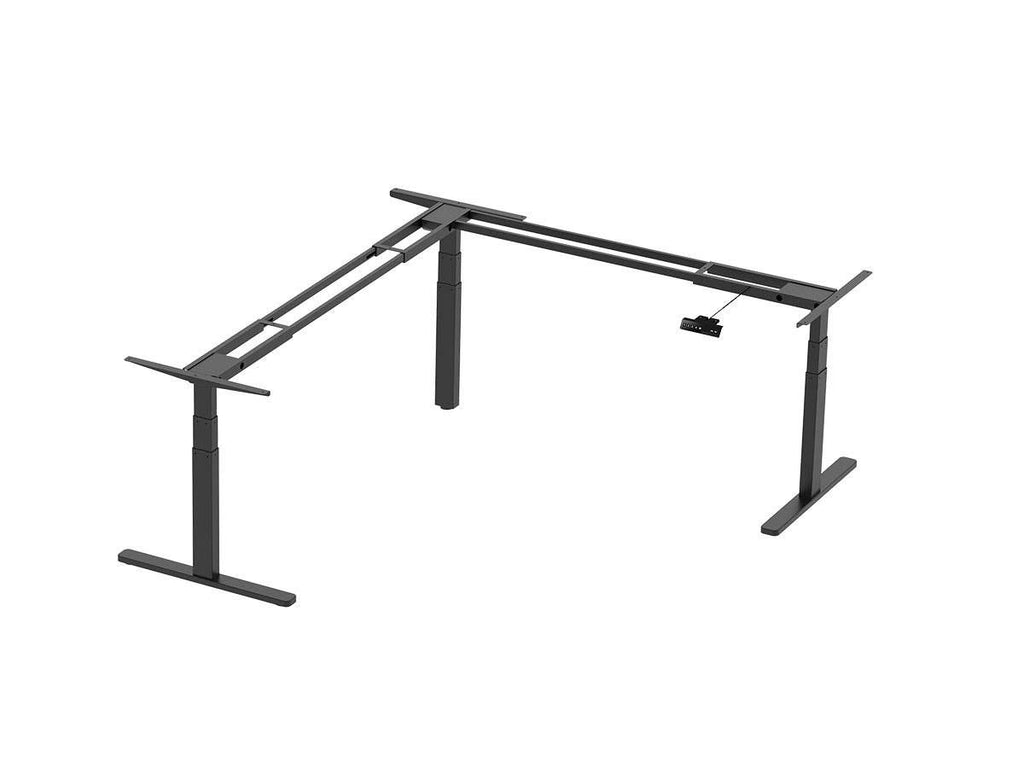 Triple Motor Height Adjustable Sit-Stand Corner Desk Frame - 3 Leg Corner, L Shaped Table Base, Programmable Memory