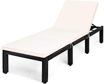 Patio Wicker Lounge Chair, Outdoor Rattan Adjustable Reclining Backrest Lounger Chairs, Modern Outside Rattan Chaise