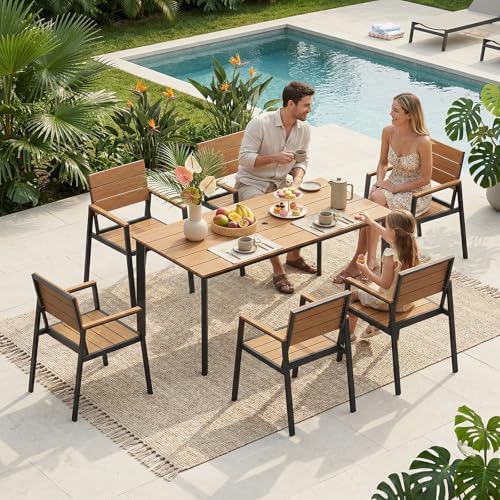 7-Piece Aluminum Outdoor Patio Furniture Set - Dining | Gray for Patio, Garden & Porch
