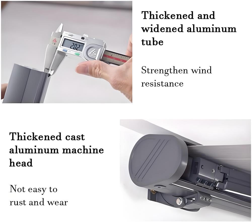 Electric Retractable Awning, Automatic Retractable Awning & LED Light, Motorized Outdoor Shade Waterproof Fabric for
