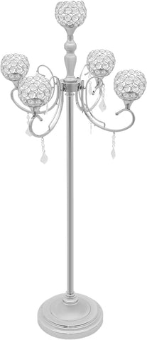 5 Arm Crystal Candelabra Centerpieces for Tables 49 Inch Gold/Silver Candle Holder Table Decoration Stand with