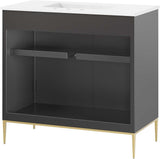 Awaken Bathroom Vanity Cabinet, 36", White Black