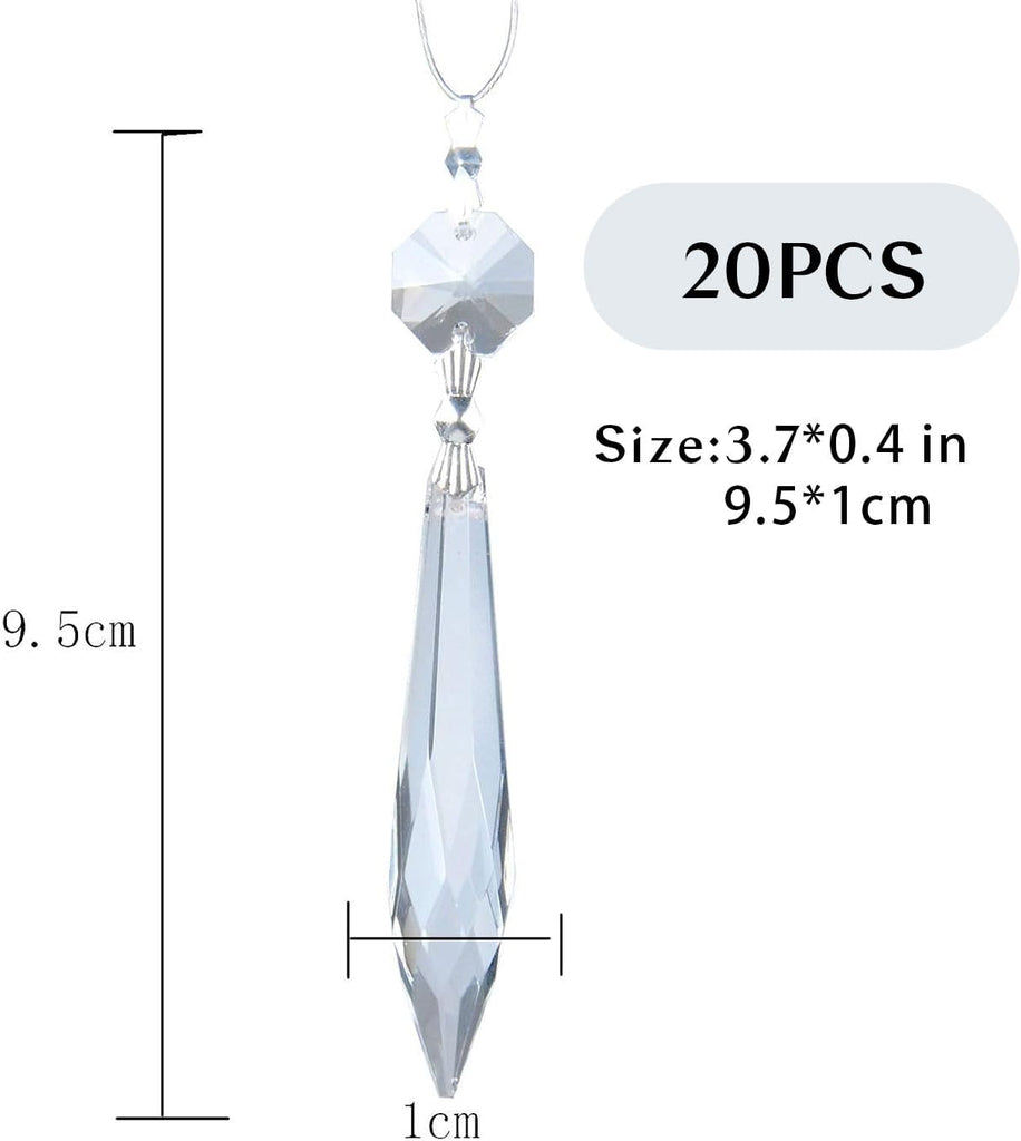20Pcs 63mm Hanging Chandelier Crystals Icicle Prisms Suncatchers,Clear - Replacement Parts for Chandeliers