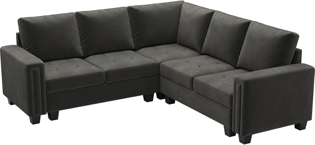 Velvet Modular Sectional Sofa Convertible Sectional Sofa Couch with Reversible Chaise L Shaped 4 Seater Corner Sofa