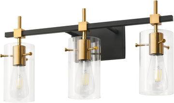 Vintage Vanity Lights Bathroom Light Fixture Over Mirror for Bath Glass Shade Light Black and Brass Modern Style 3