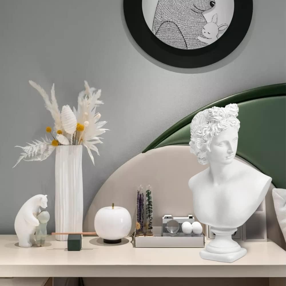 12.6in Greek Statue of Apollo, Classic Roman Bust Greek Mythology Sculpture Decor