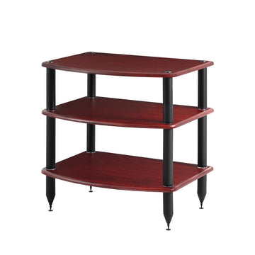 Vulcan Three Shelf Audio Stereo Rack, Media Stand, and Components Cabinet 3 Shelf Rosenut Red