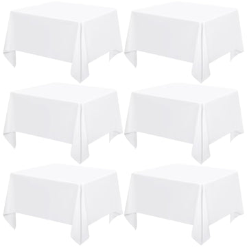 6 Packs White Square Tablecloths 52 x 52 Inch