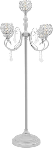 5 Arm Crystal Candelabra Centerpieces 49.21 Inch Tall Freestanding Silver Candle Holder Crystal Candle Standcoration