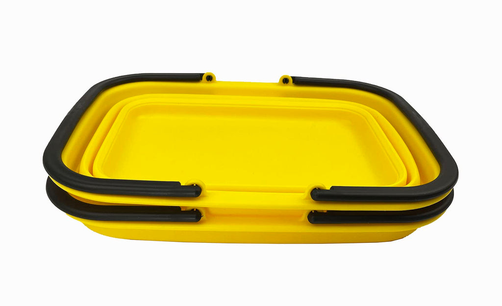 Collapsible Plastic Tub with Handle 9.2L (2.3 gallons) - Portable Outdoor Picnic Basket/Crate - Foldable Basin for