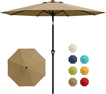 10FT Patio Umbrella - Outdoor Table Umbrella with Smooth Crank Lift, Push Button Tilt and 8 Sturdy Ribs