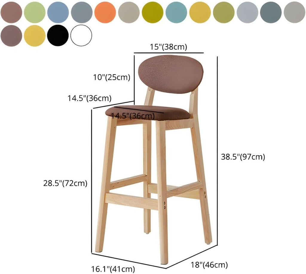 Modern Armless Backrest Counter Stool Soild Wood Bar Chair Counter Height with Pedal and PU Leather Dining Living