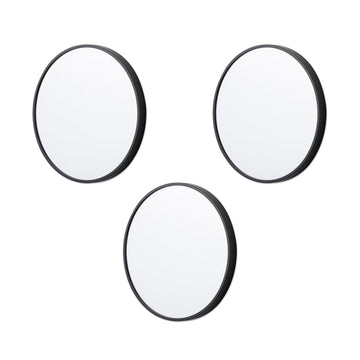 3 Pack 10 Inch Round Wall Mirror Set, Black & Gold Modern Thin Frame Decorative Circular Mirrors, Art Decor Bedroom