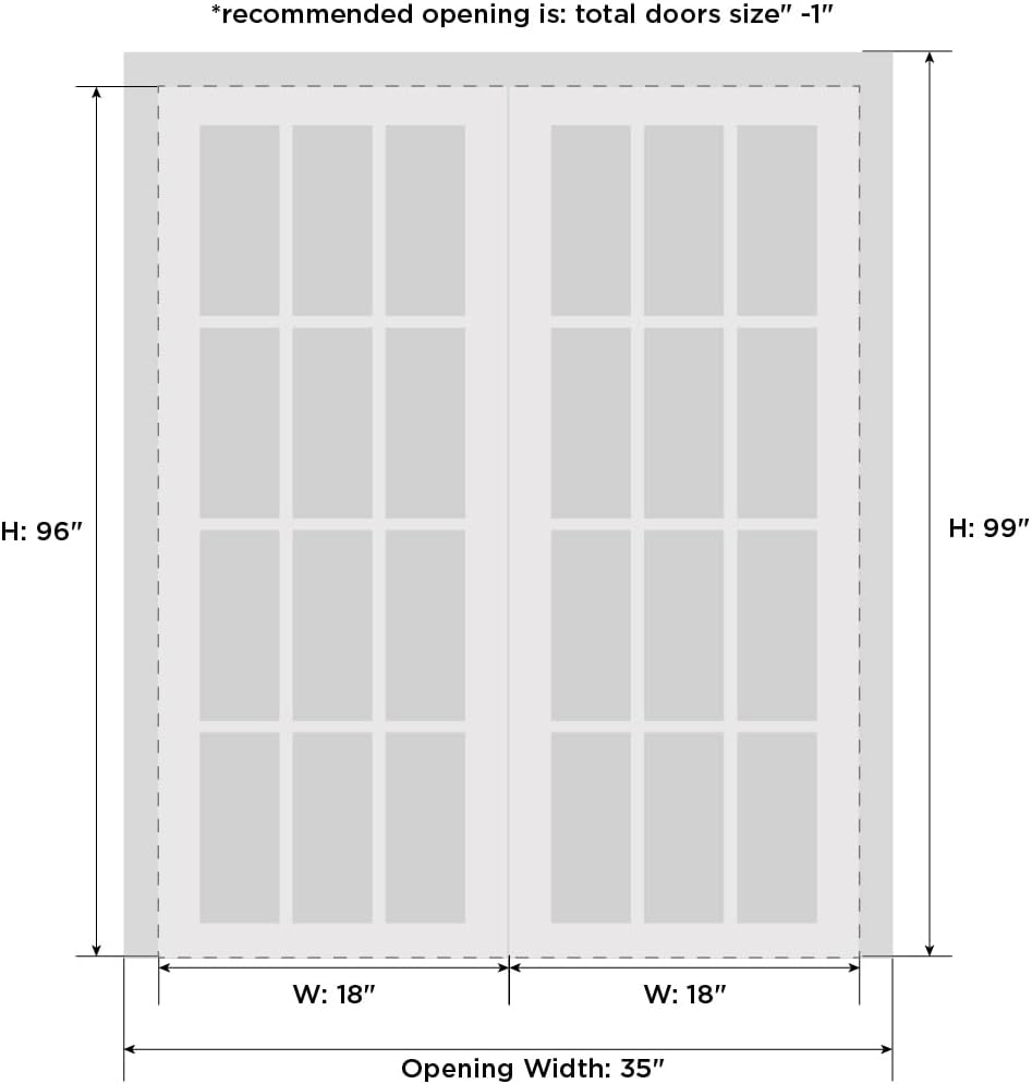 Sliding Closet Door SARTODOORS Lucia 1299 Bypass Interior Doors with Mirror, Solid Wood, 36x96, Whit