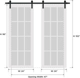 Modern Double Barn Door/Mela 7001 / 13FT Rail Track Set/Solid Panel Interior Doors-48" x 96" (2 * 24