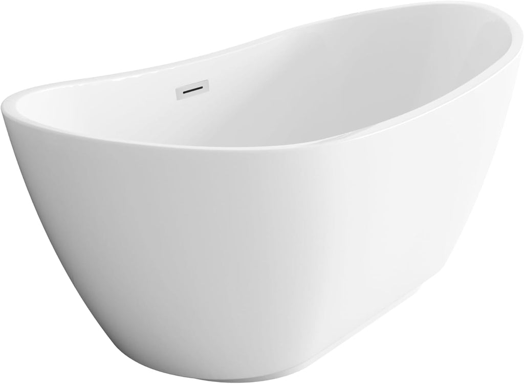 Elodie 67 Inch Soaking Bathtub, Modern Style, Glossy White