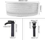 16 Inch Crystal Bathroom Vessel Sink with Faucet and Drain Combo,Diamond Shaped Clear Tempered Glass Vessel Sink Above
