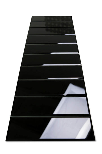 Black Glass Subway Tiles Backsplash or Bathroom Wall (10 Pcs, 2 sq.ft.)