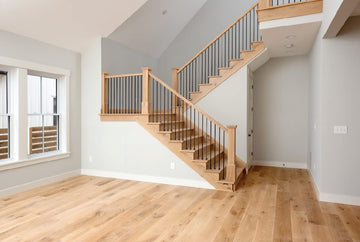 Red Oak/Poplar Modern Style Contemporary Wooden Newel Post for Interior Stair Railings (6.25" Base, Red Oak)