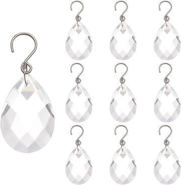 1 Box 10Pcs 38mm Crystal Sun Catcher Prisms Chandelier Crystals Replacement Clear Glass Teardrop Prism Suncatcher
