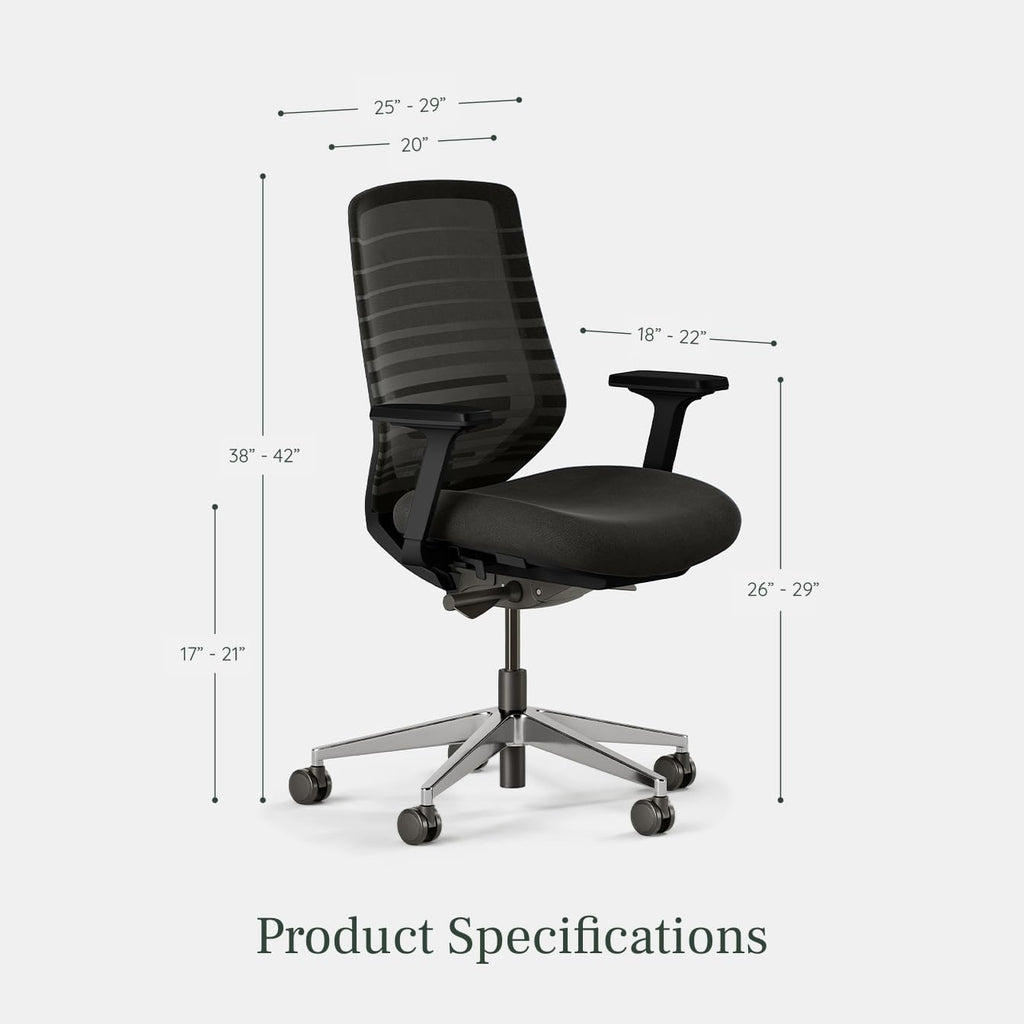 Ergonomic Chair - A Versatile Desk Chair with Adjustable Lumbar Support, Breathable Mesh Backrest, and Smooth Wheels