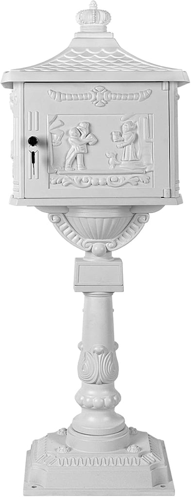 Mailbox Cast Aluminum White Mail Box Postal Box Security Heavy Duty New