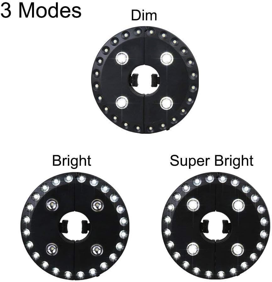 Patio Umbrella Light 3 Brightness Modes Cordless 28 LED Lights at 200 lumens-4 x AA Battery Operated,Umbrella Pole