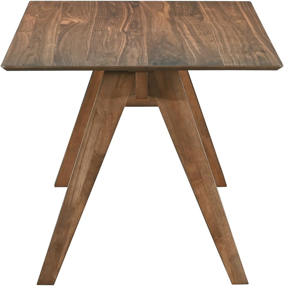 Farmhouse Rectangular Dining Table for 6 People, Modern Mid-Century Walnut Kitchen Dinner Tables Furniture, Natural