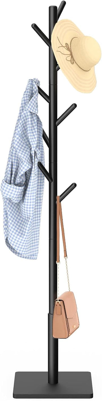 Coat Rack Freestanding with Stable Square Base for Cloathes, Hat, Used , Sturdy and Easy Assembly Coat Tree with 3