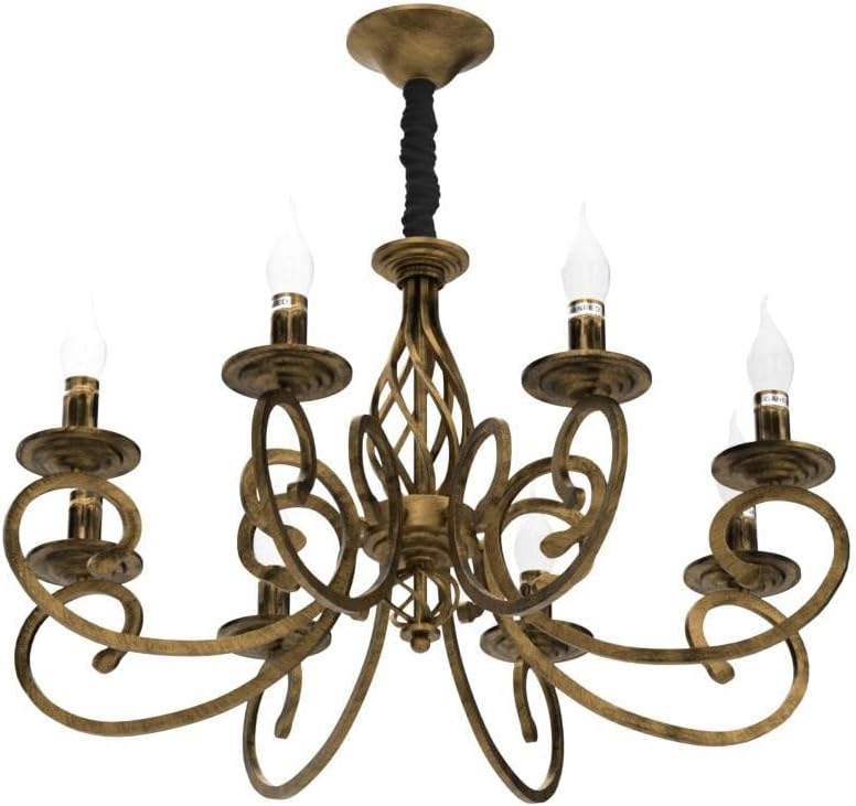 Rustic Chandeliers,8 Lights Candle French Country Chandelier,Vintage Iron Pendant Light Fixture Hanging Light for Farmhouse,Kitchen Island,Dining Room,Bedroom