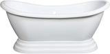 VTPDS602827 Aqua Eden 60" Acrylic Double Slipper Pedestal Tub, Glossy White