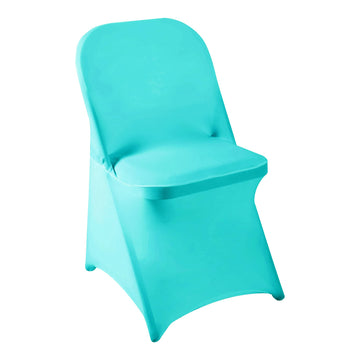 Folding Chair Cover, 12pcs Turquoise Universal Spandex Stretchy Fitted Chair Covers for Wedding, Party, Banquet
