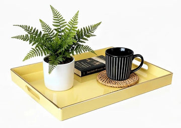 Decorative Tray, Rectangular Plastic Tray with Handles, Modern Vanity Tray and Serving Tray , Ottoman and Coffee