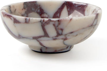 Luxury Natural Marble Catchall Bowl - Small 5.9-Inch Calacatta Viola Marble Table Key Holder, Decorative Jewelry Dish