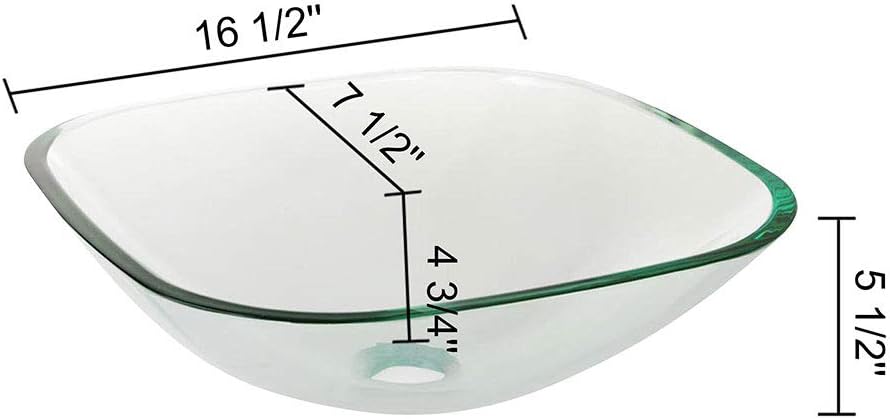 2 Pack Square Clear Tempered Glass Above Counter Vessel Bowl Vanity Sink Bathroom Kitchen Wash Basin