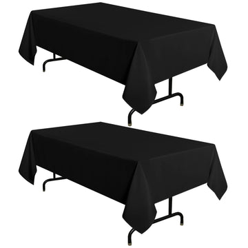 2 Pack Black Tablecloths 60x102 Inch for 6 Feet Rectangle Tables
